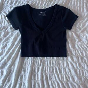 Garage Black Ribbed Crop Top